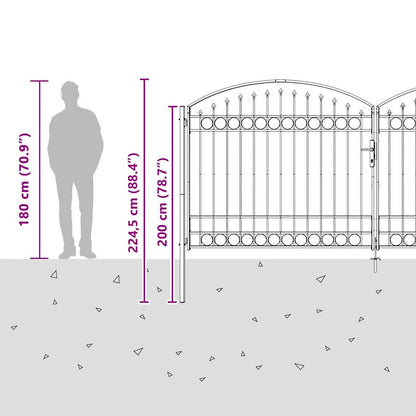 Fence gate with Lock Grey 400 x 175 cm Steel