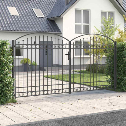 Fence gate with Lock Grey 400 x 200 cm Steel