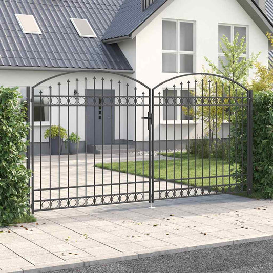 Fence gate with Lock Grey 400 x 200 cm Steel
