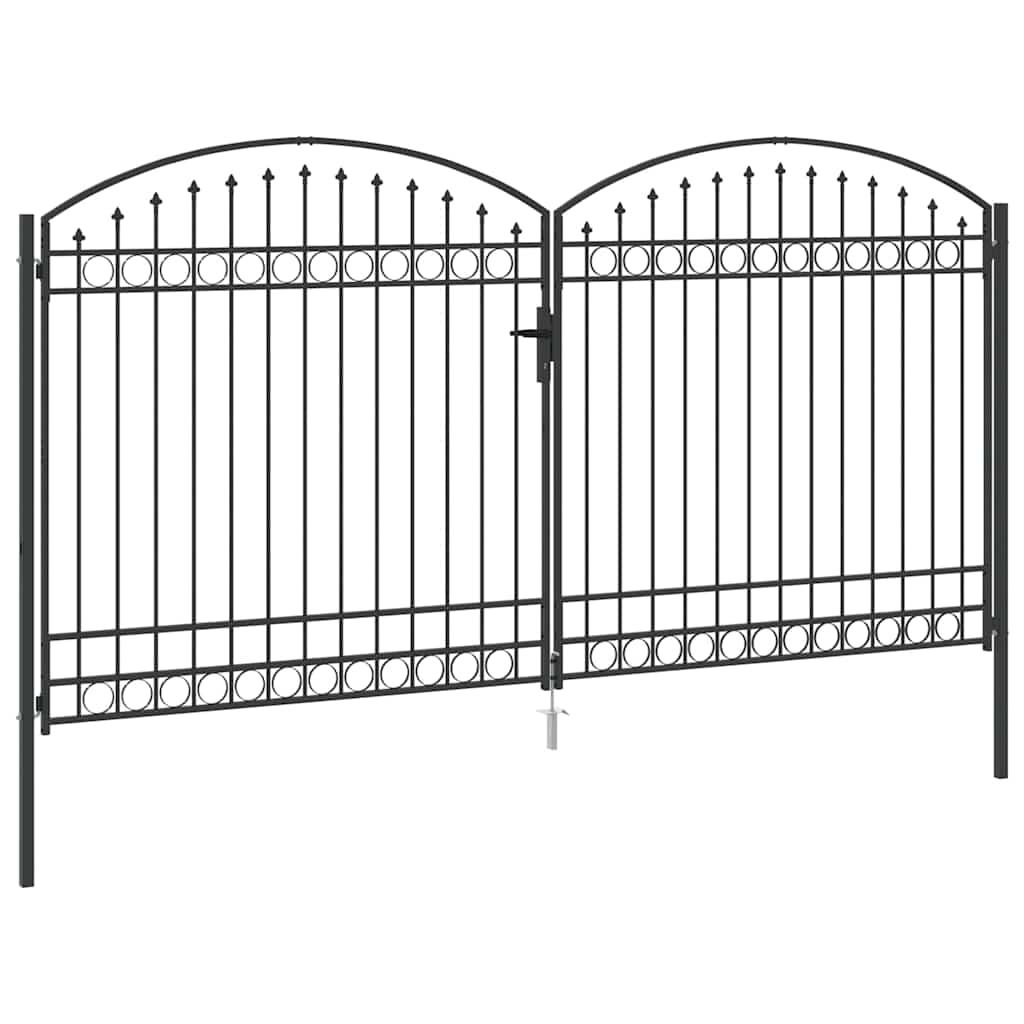 Fence gate with Lock Grey 400 x 200 cm Steel