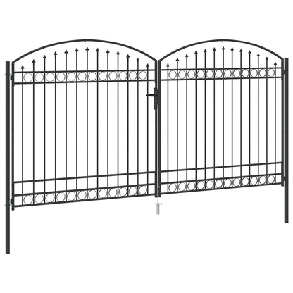 Fence gate with Lock Grey 400 x 200 cm Steel