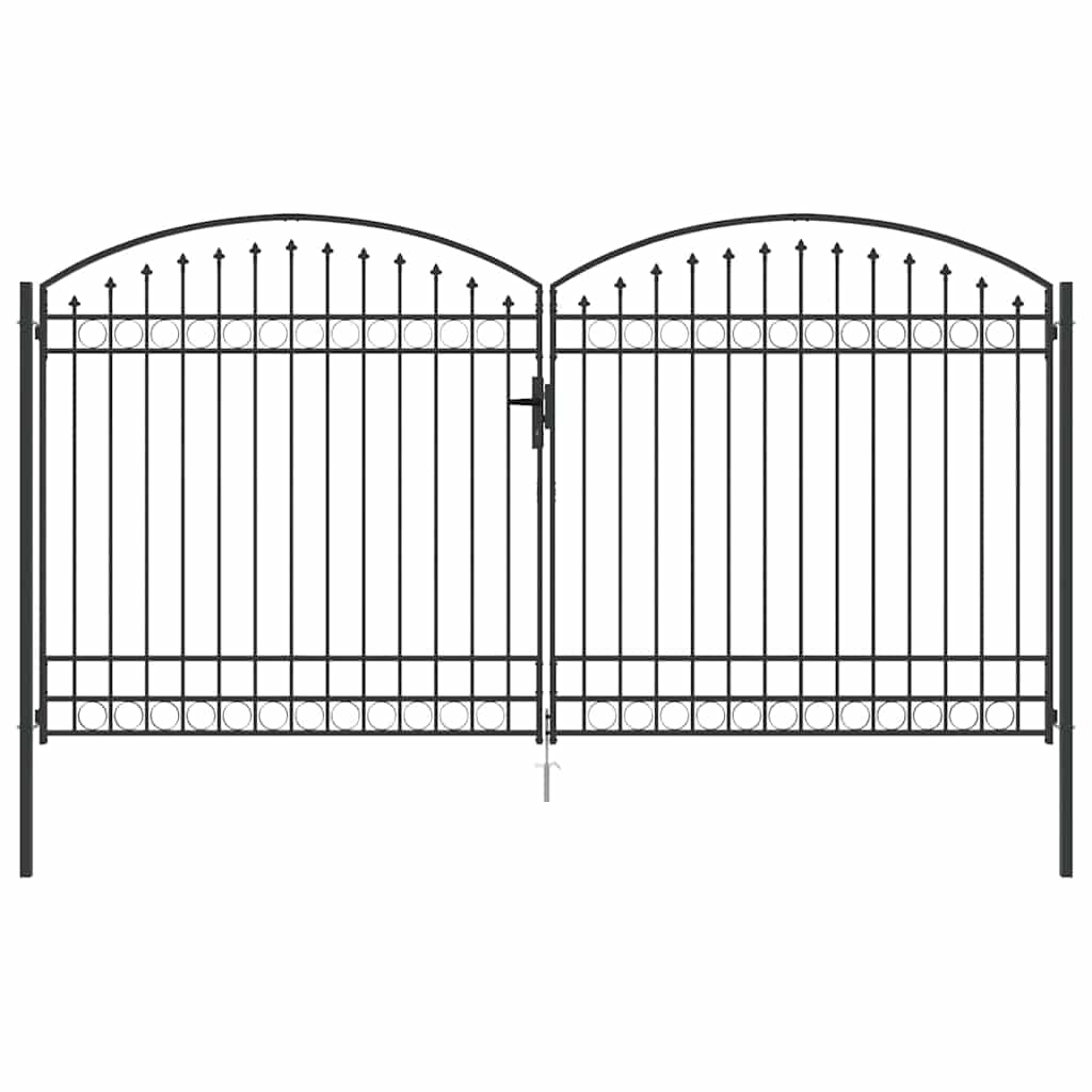 Fence gate with Lock Grey 400 x 200 cm Steel