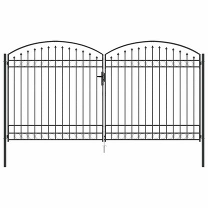 Fence gate with Lock Grey 400 x 200 cm Steel