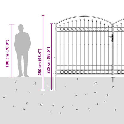 Fence gate with Lock Grey 400 x 200 cm Steel