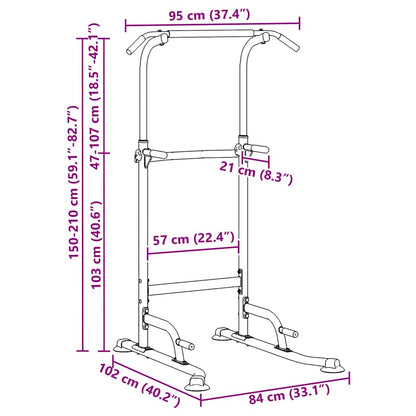 Power Tower Dip Station Other Black 95 x 102 x (160-210) cm