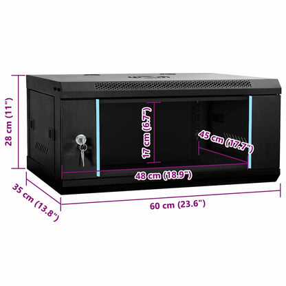 Network Cabinet with Storage Black 60 x 35 x 28 cm Steel