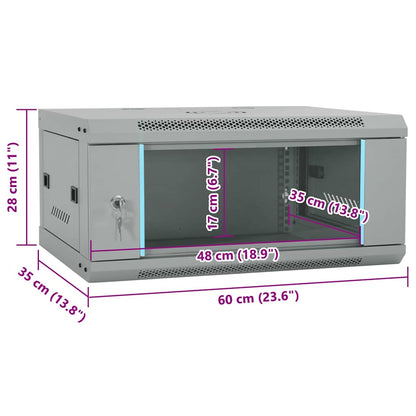 Network Cabinet with Storage Grey 60 x 35 x 28 cm Steel