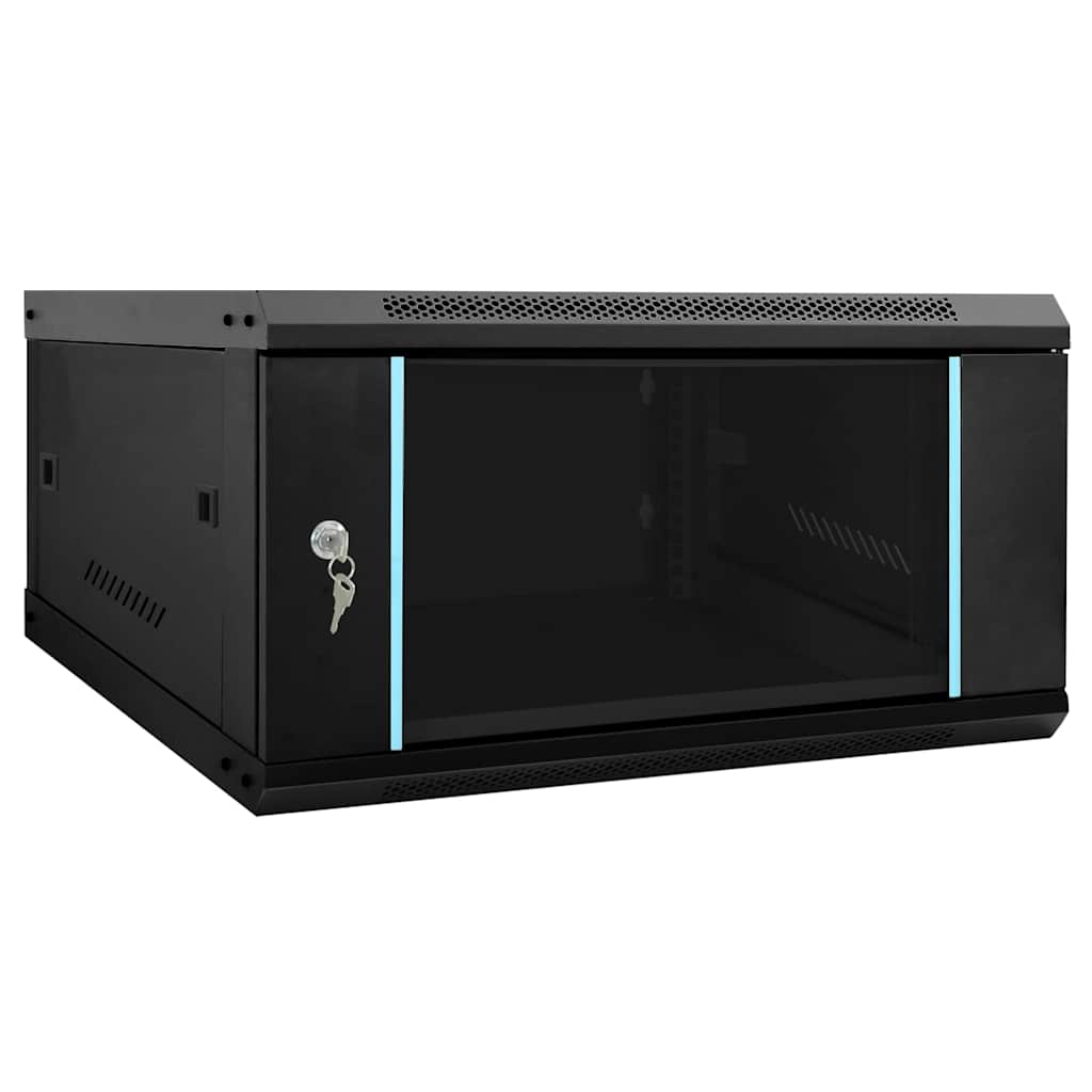 Network Cabinet with Storage Black 60 x 60 x 35 cm Steel