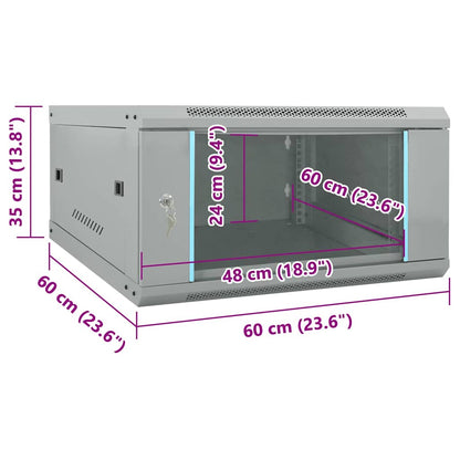 Network Cabinet with Storage Grey 60 x 60 x 35 cm Steel