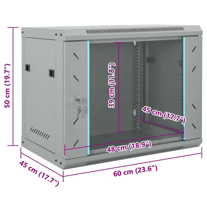 Network Cabinet with Storage Grey 60 x 45 x 50 cm Steel