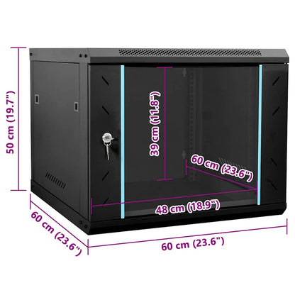 Network Cabinet with Storage Black 60 x 60 x 50 cm Steel