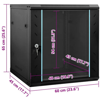Network Cabinet with Storage Black 60 x 45 x 65 cm Steel