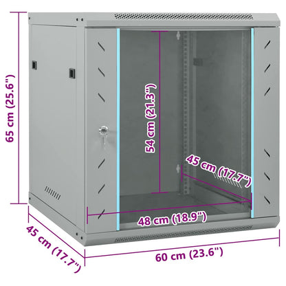 Network Cabinet with Storage Grey 60 x 45 x 65 cm Steel