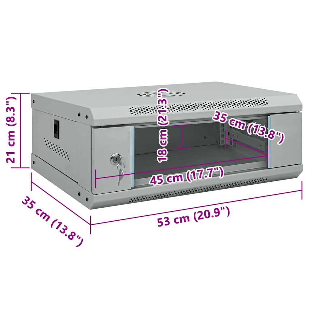 Network Cabinet with Storage Grey 53 x 35 x 21 cm Steel