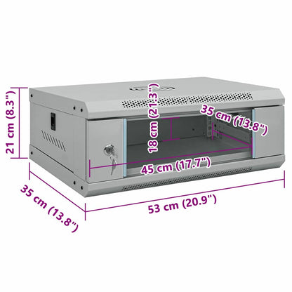 Network Cabinet with Storage Grey 53 x 35 x 21 cm Steel
