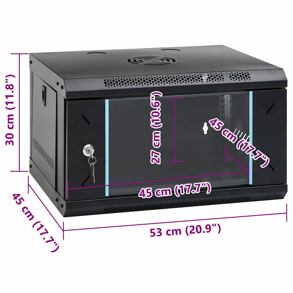 Network Cabinet with Storage Black 53 x 45 x 30 cm Steel