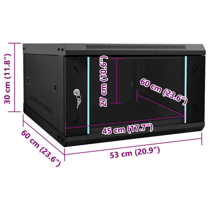 Network Cabinet with Storage Black 53 x 60 x 30 cm Steel