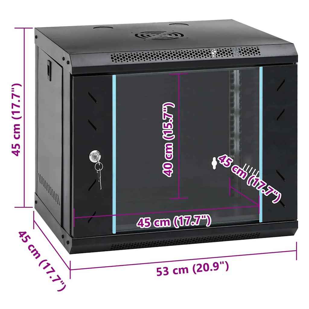 Network Cabinet with Storage Black 53 x 45 x 45 cm Steel