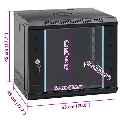 Network Cabinet with Storage Black 53 x 45 x 45 cm Steel
