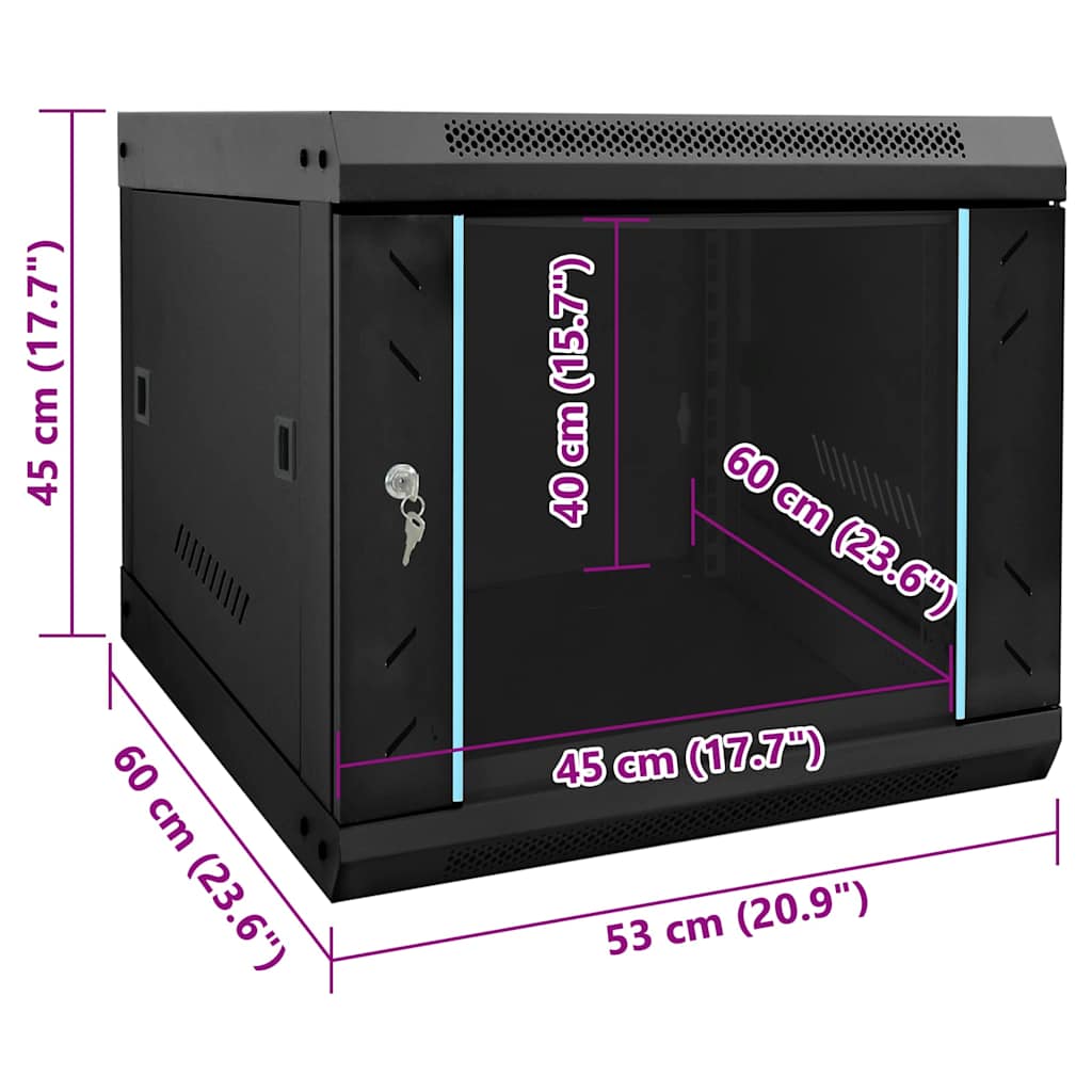Network Cabinet with Storage Black 53 x 60 x 45 cm Steel