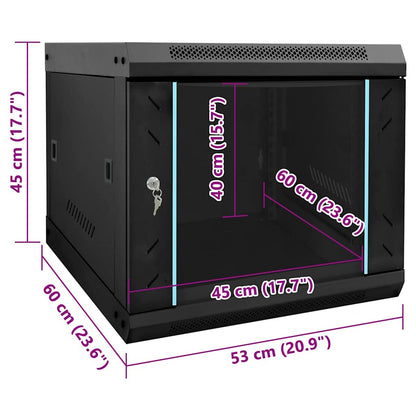Network Cabinet with Storage Black 53 x 60 x 45 cm Steel