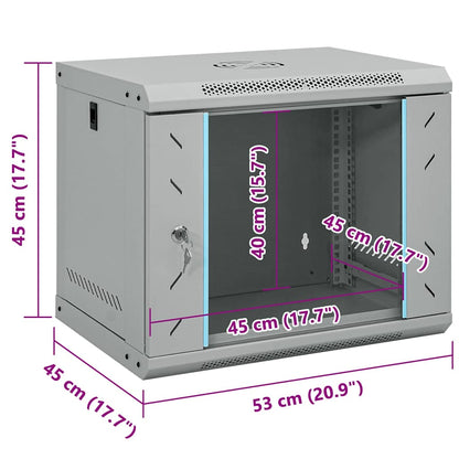 Network Cabinet with Storage Grey 53 x 45 x 45 cm Steel