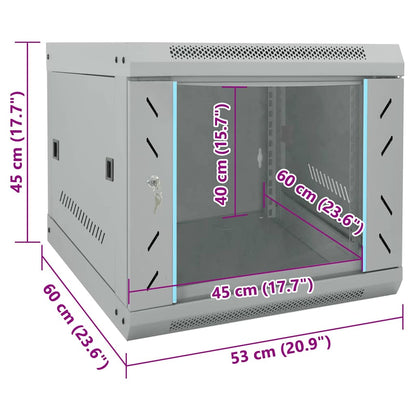 Network Cabinet with Storage Grey 53 x 60 x 45 cm Steel
