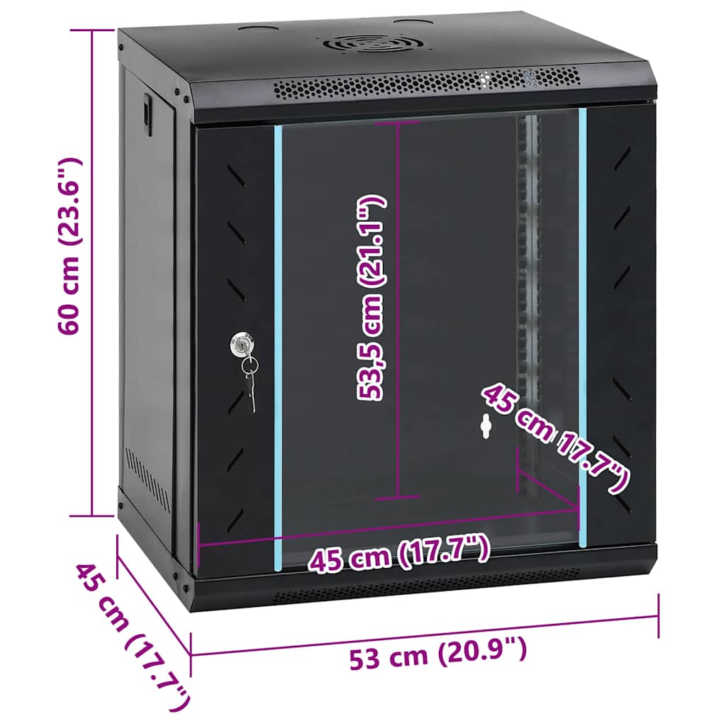 Network Cabinet with Storage Black 53 x 45 x 60 cm Steel