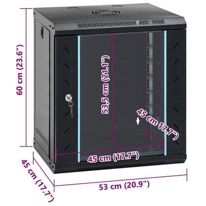 Network Cabinet with Storage Black 53 x 45 x 60 cm Steel