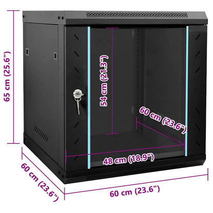 Network Cabinet with Storage Black 53 x 60 x 60 cm Steel