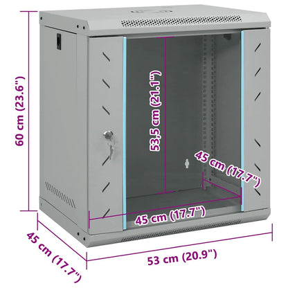 Network Cabinet with Storage Grey 53 x 45 x 60 cm Steel