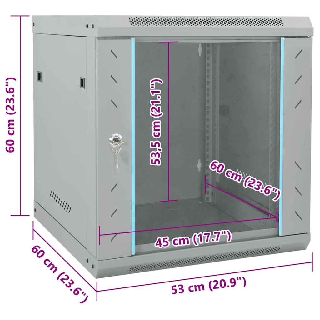 Network Cabinet with Storage Grey 53 x 60 x 60 cm Steel