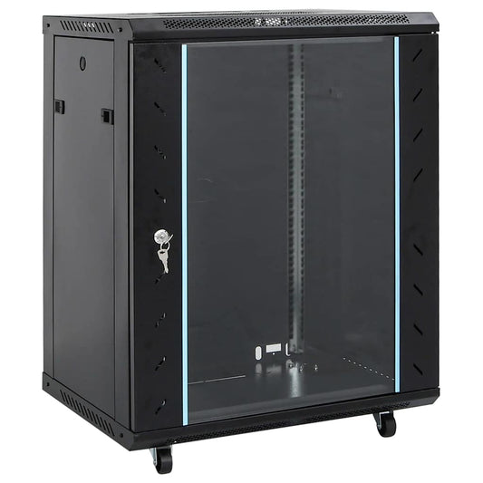 Network Cabinet with Storage Black 60 x 60 x 80 cm Steel