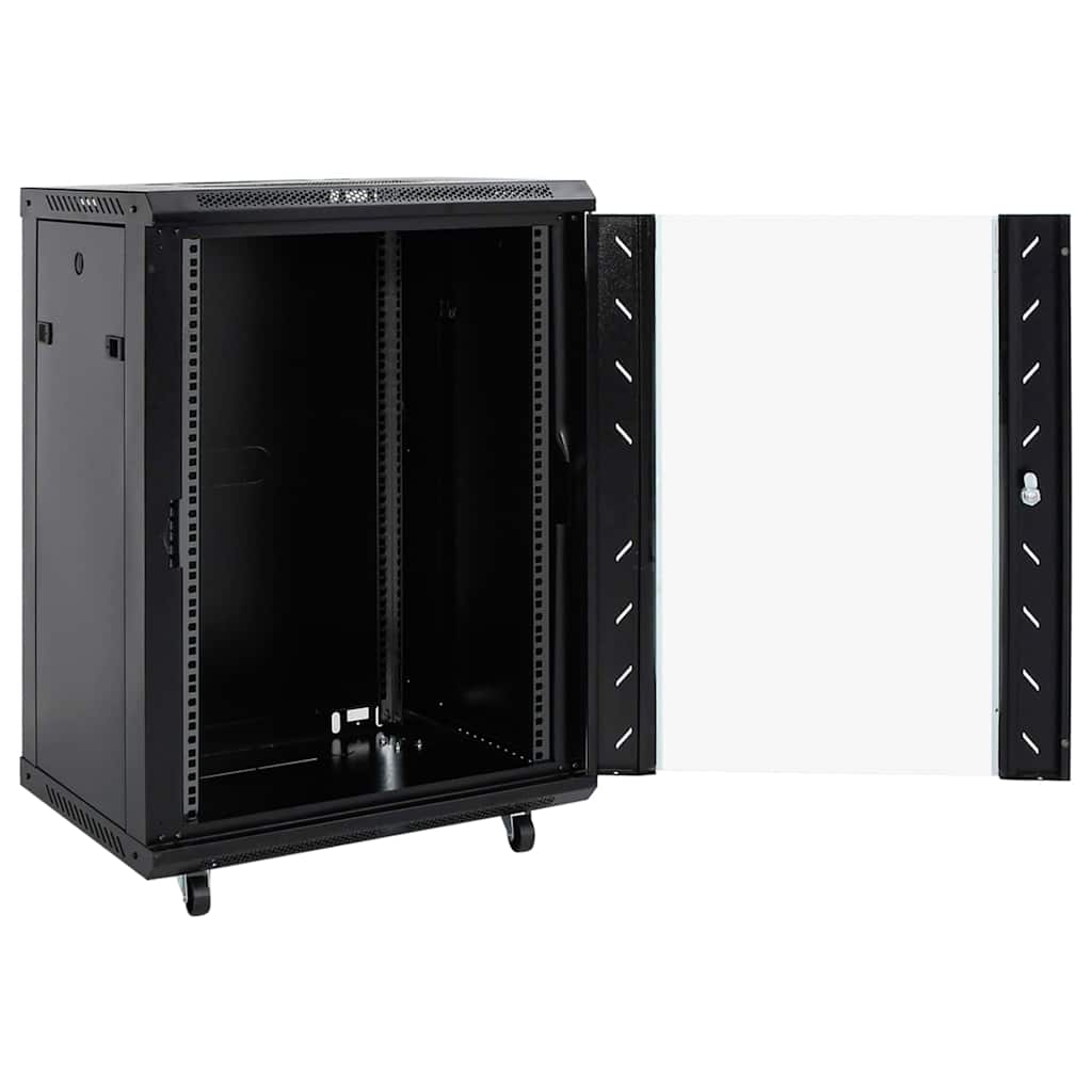 Network Cabinet with Storage Black 60 x 60 x 80 cm Steel