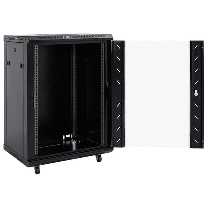 Network Cabinet with Storage Black 60 x 60 x 80 cm Steel