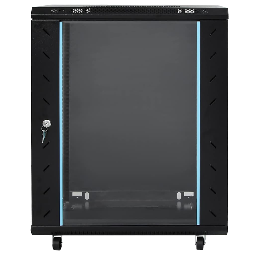 Network Cabinet with Storage Black 60 x 60 x 80 cm Steel