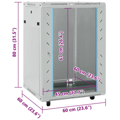 Network Cabinet with Storage Grey 60 x 60 x 80 cm Steel