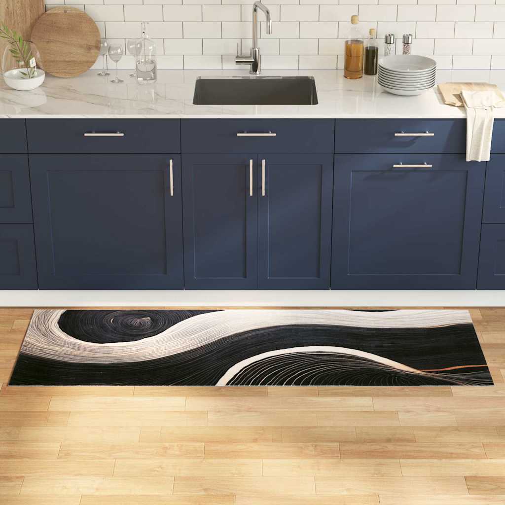 Kitchen Mat Art Deco Black 180 x 60 cm Velvet