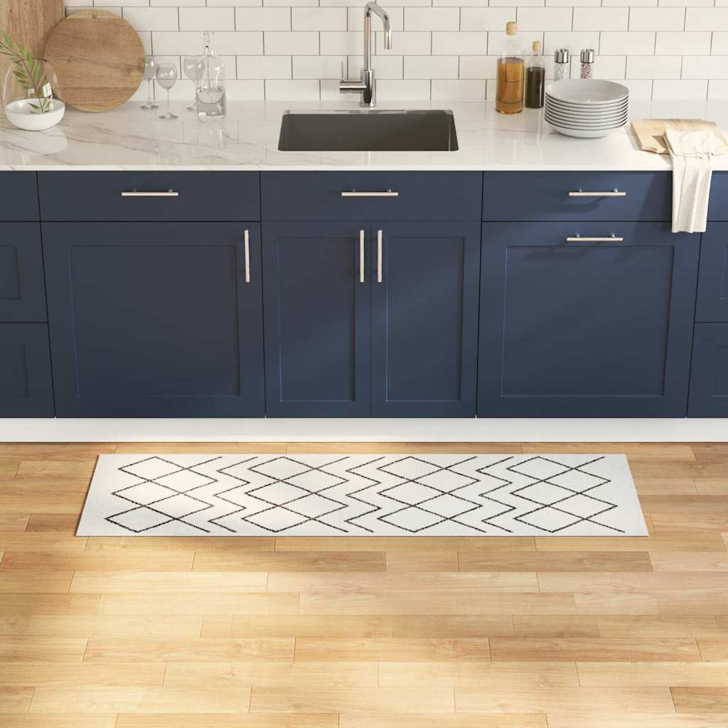 Kitchen Mat White 150 x 45 cm Velvet