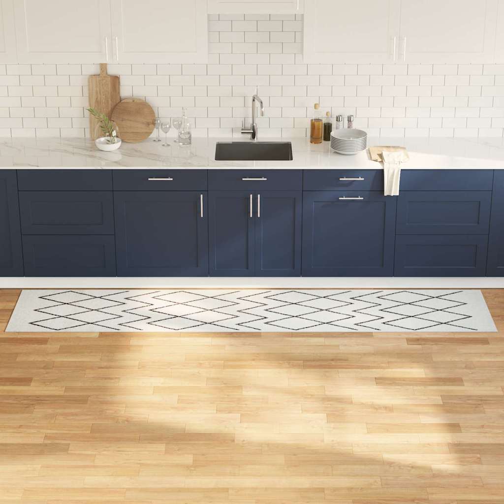 Kitchen Mat White 300 x 60 cm Velvet
