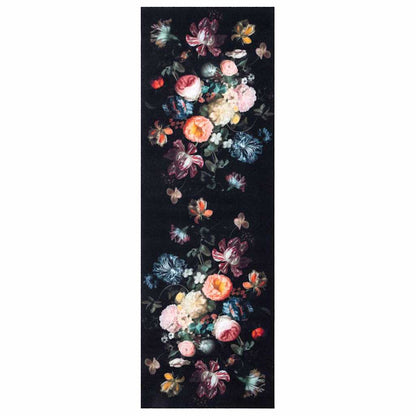 Kitchen Mat Floral Black 180 x 60 cm Velvet