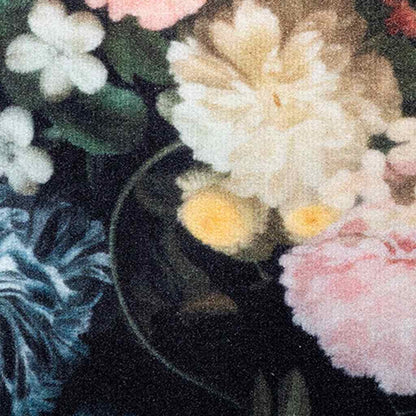 Kitchen Mat Floral Black 300 x 60 cm Velvet