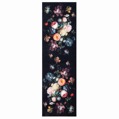 Kitchen Mat Floral Black 300 x 60 cm Velvet