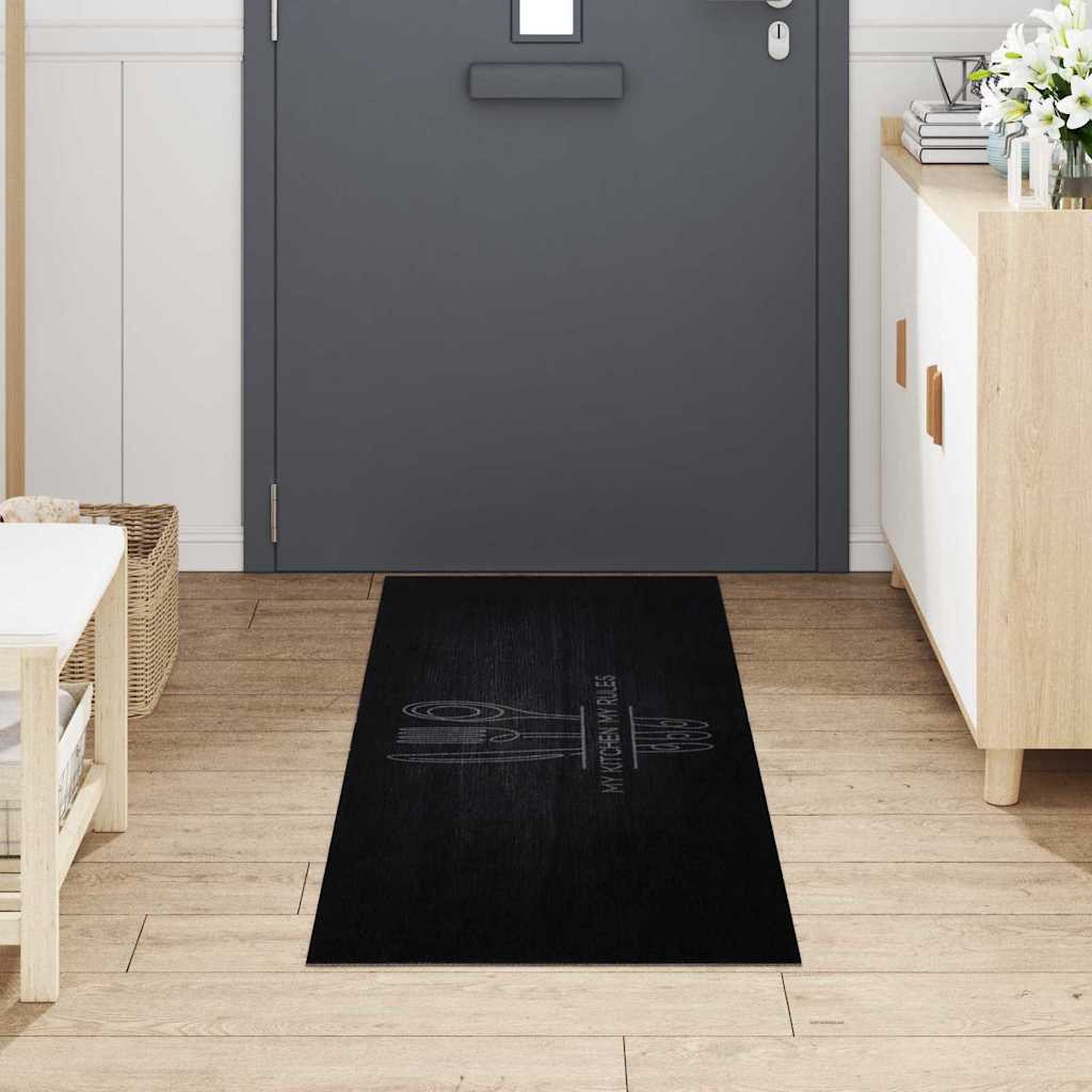 Kitchen Rug Black 180 x 60 cm Velvet