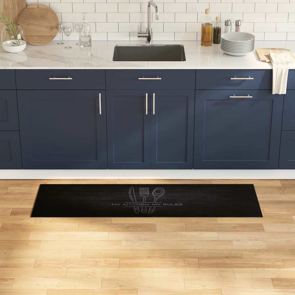 Kitchen Rug Black 150 x 45 cm Velvet