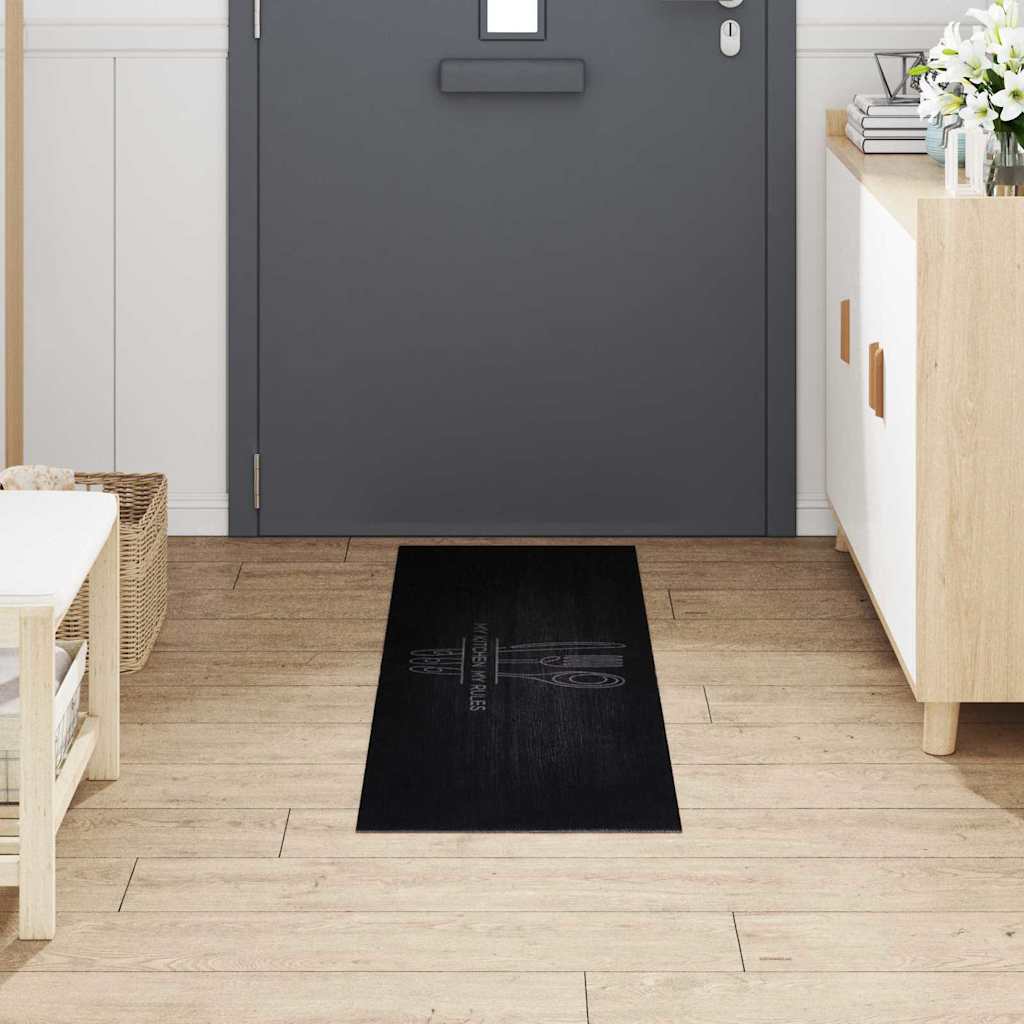 Kitchen Rug Black 150 x 45 cm Velvet