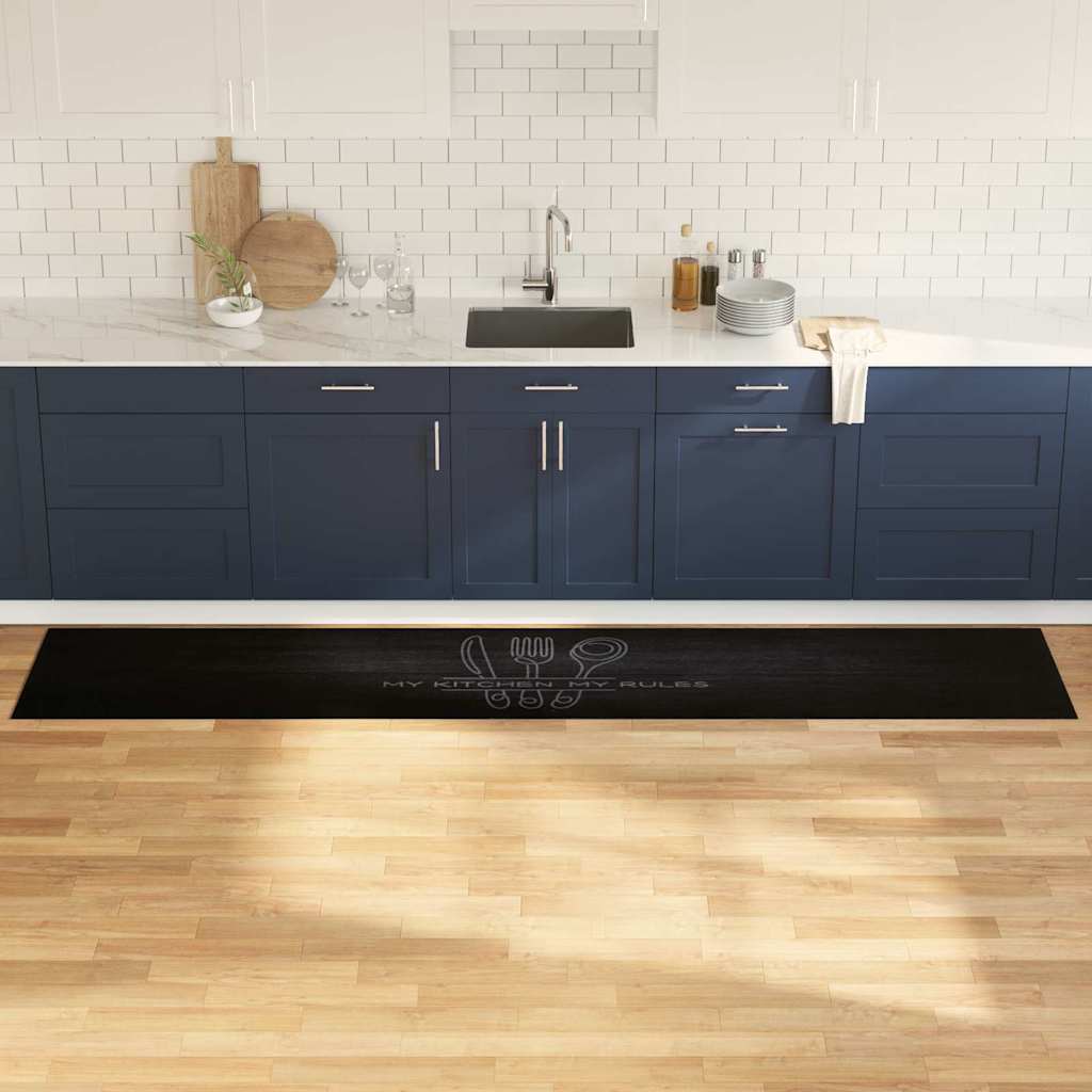 Kitchen Rug Black 300 x 60 cm Velvet
