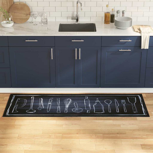 Kitchen Mat Toile Black 180 x 60 cm Velvet