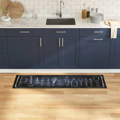 Kitchen Mat Toile Black 150 x 45 cm Velvet