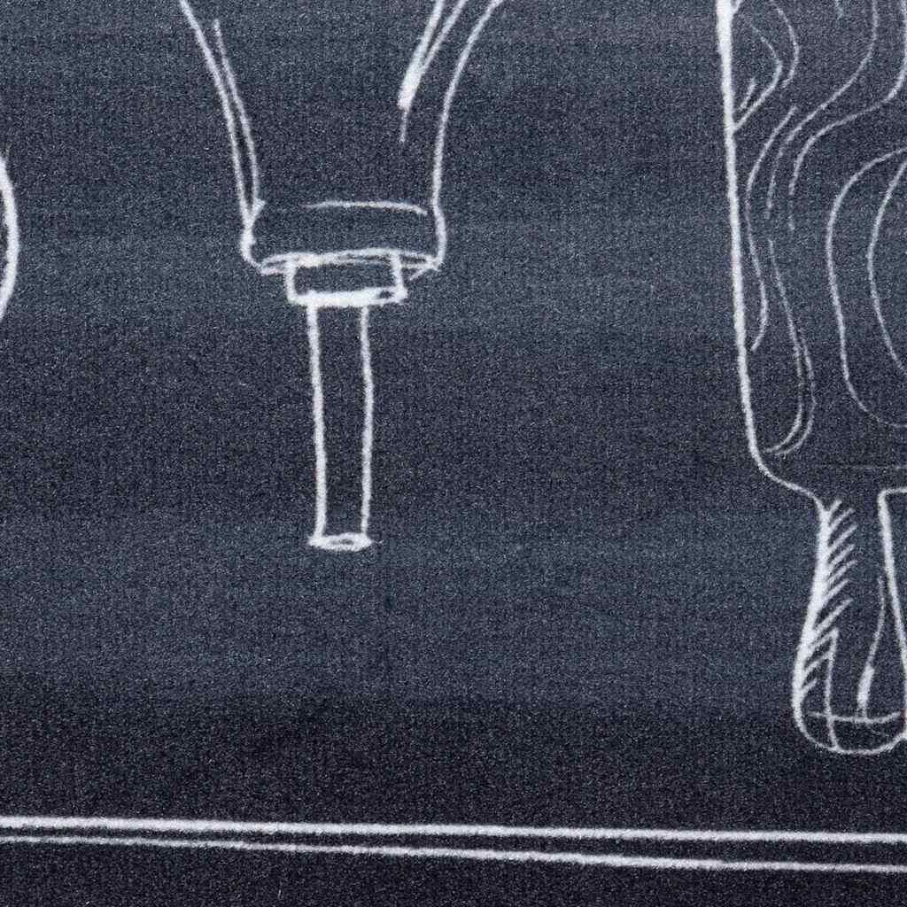 Kitchen Mat Toile Black 150 x 45 cm Velvet